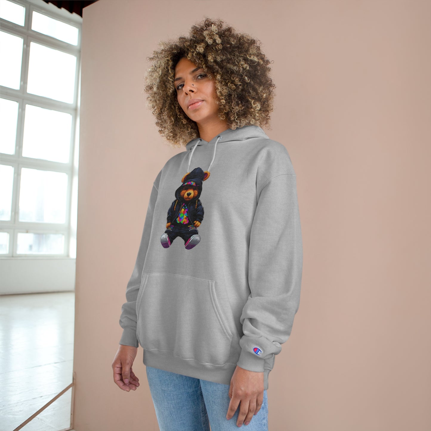 Cute Teddy Bear Champion Hoodie - Cozy Streetwear for Kids and Teens