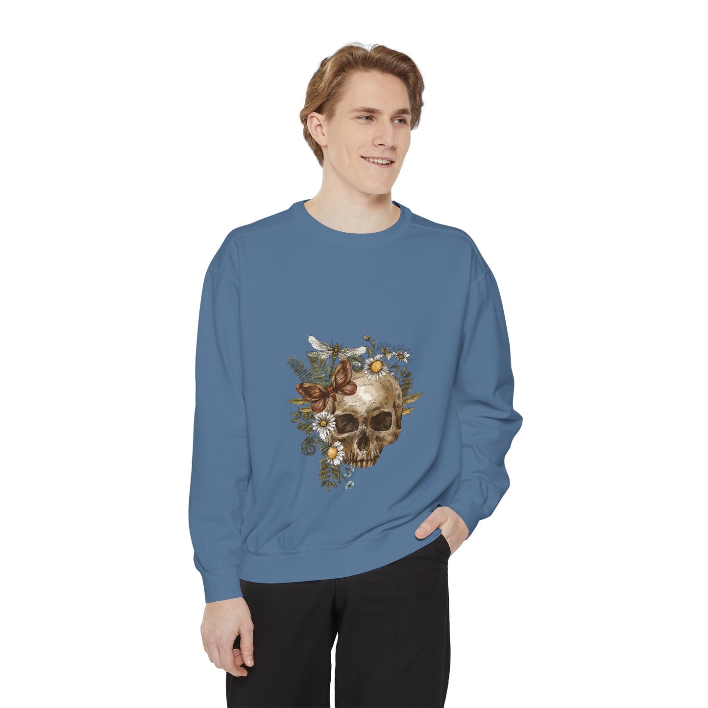 Boho Skull Floral Unisex Sweatshirt - Garden-Inspired Cozy Crew