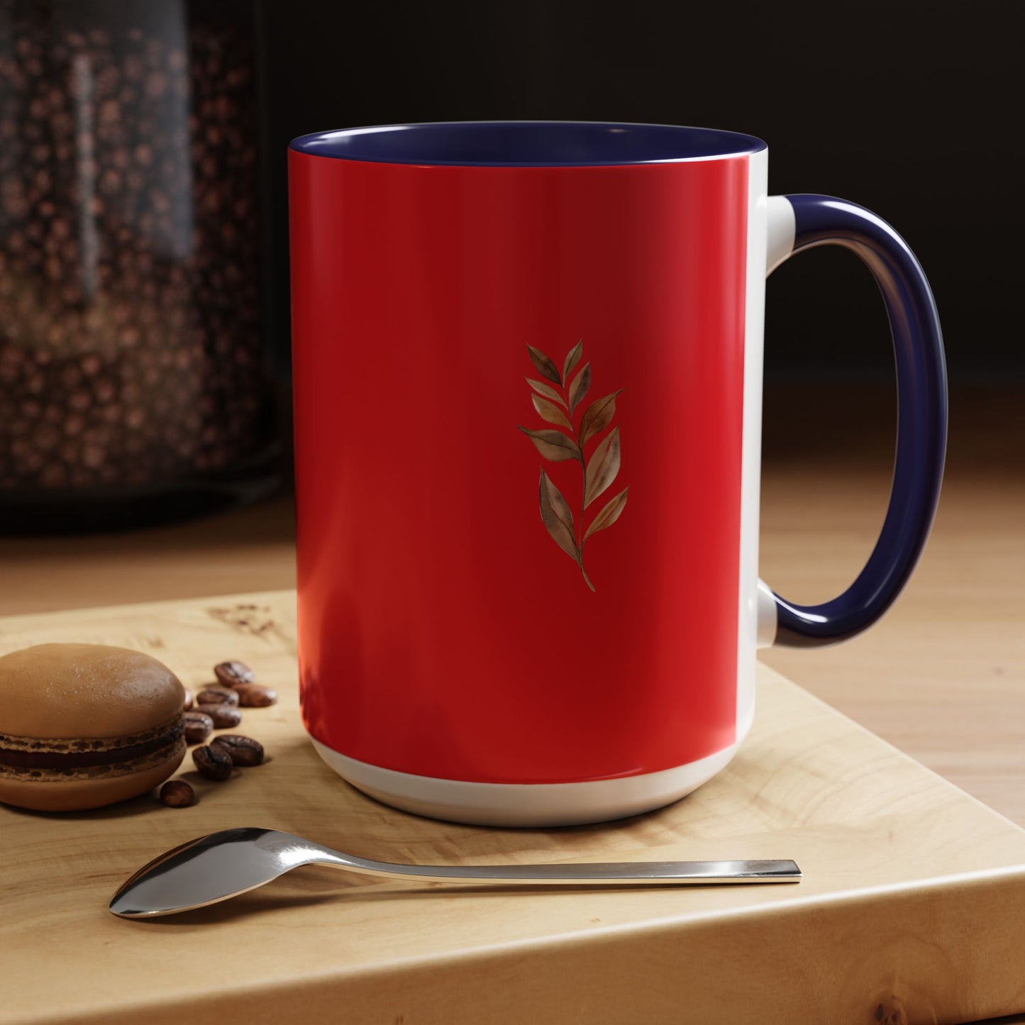 Vibrant Accent Coffee Mug with Leaf Design – Perfect for Home and Office