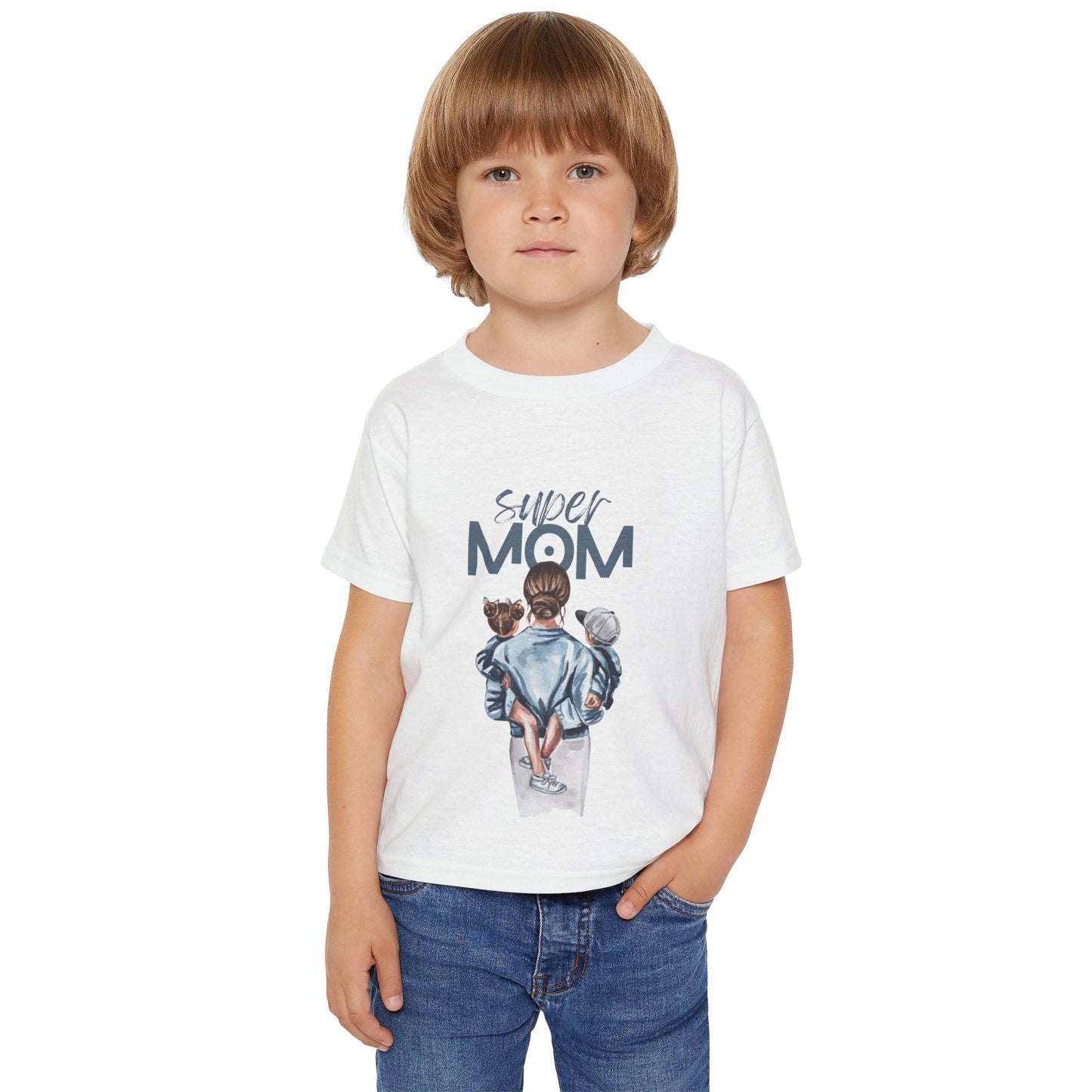 Super Mom Toddler T-Shirt - Cute & Comfy Heavy Cotton Tee for Little Ones