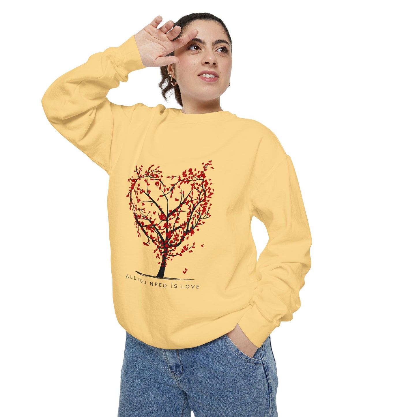 Heartfelt Love Sweatshirt - Unisex Garment-Dyed Sweatshirt for Comfort and Connection