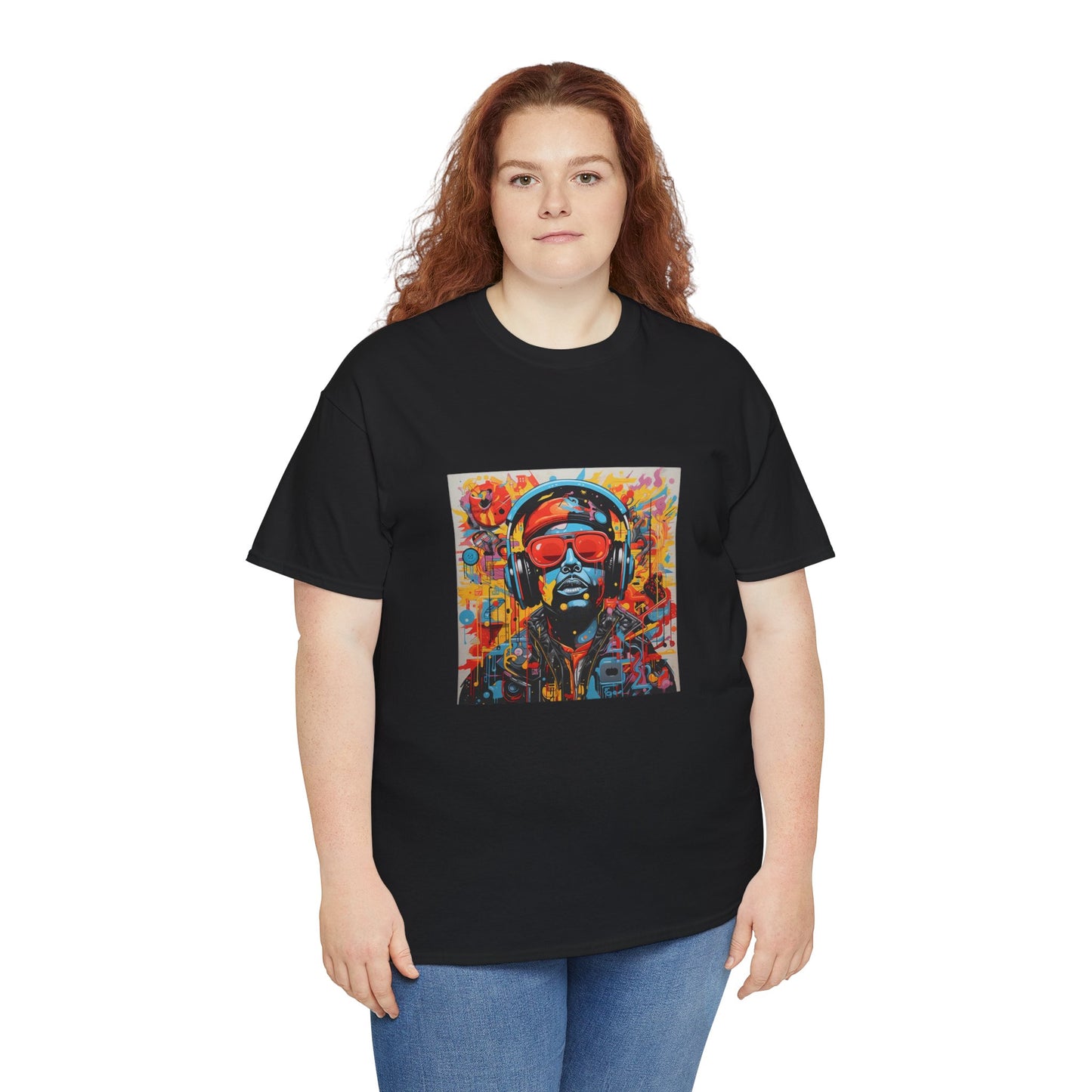 Vibrant Unisex Heavy Cotton Tee - Colorful Music & Travel Art