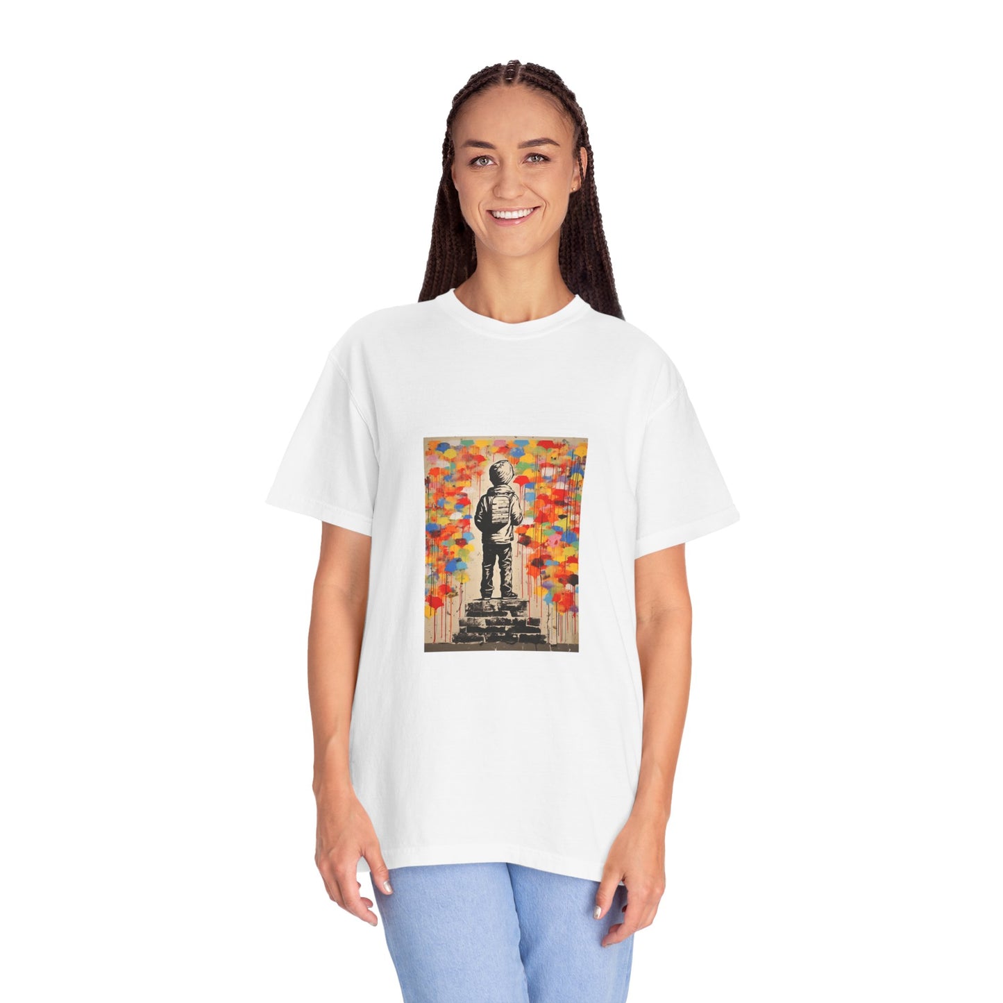 Garment-Dyed Unisex T-Shirt with Colorful Street Art Print