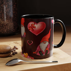 Valentine's Gnome Coffee Mug - Cute 11oz & 15oz Accent Mug with Hearts