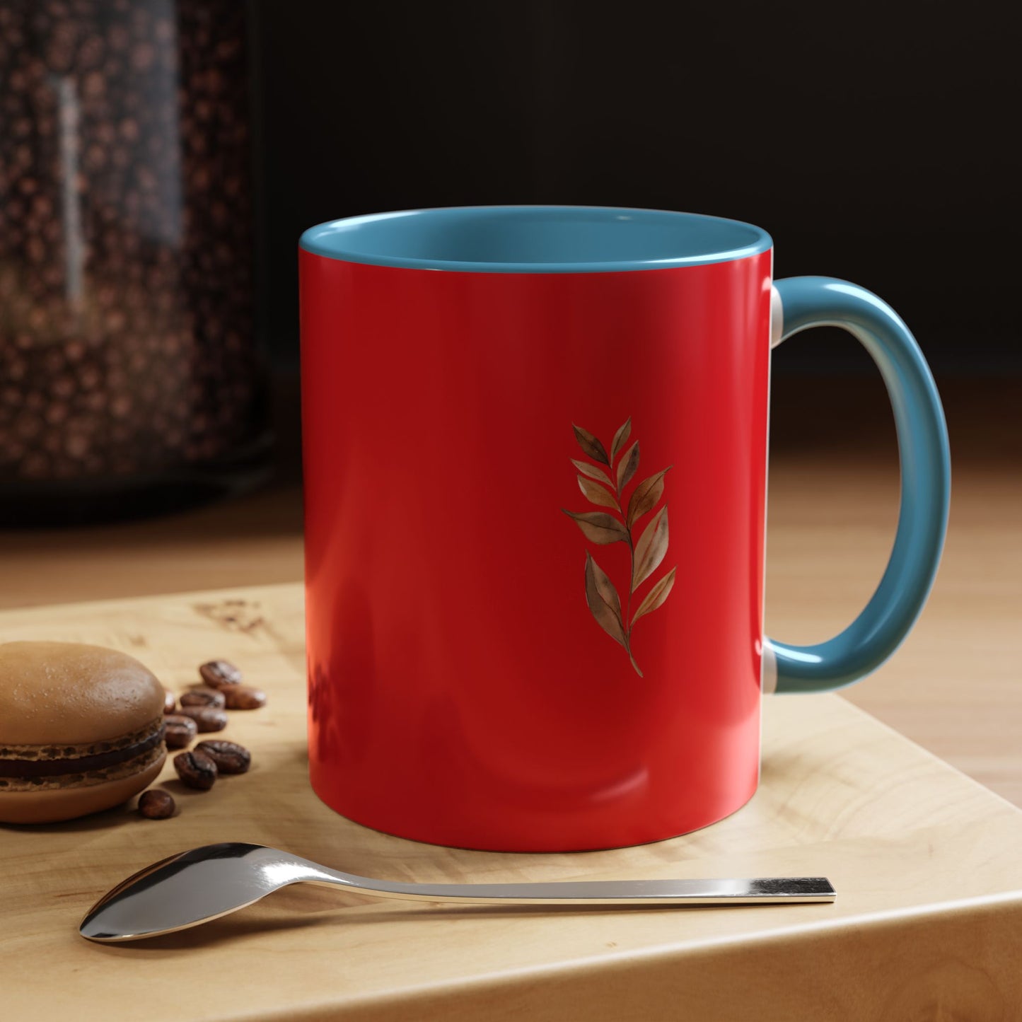 Vibrant Accent Coffee Mug with Leaf Design – Perfect for Home and Office