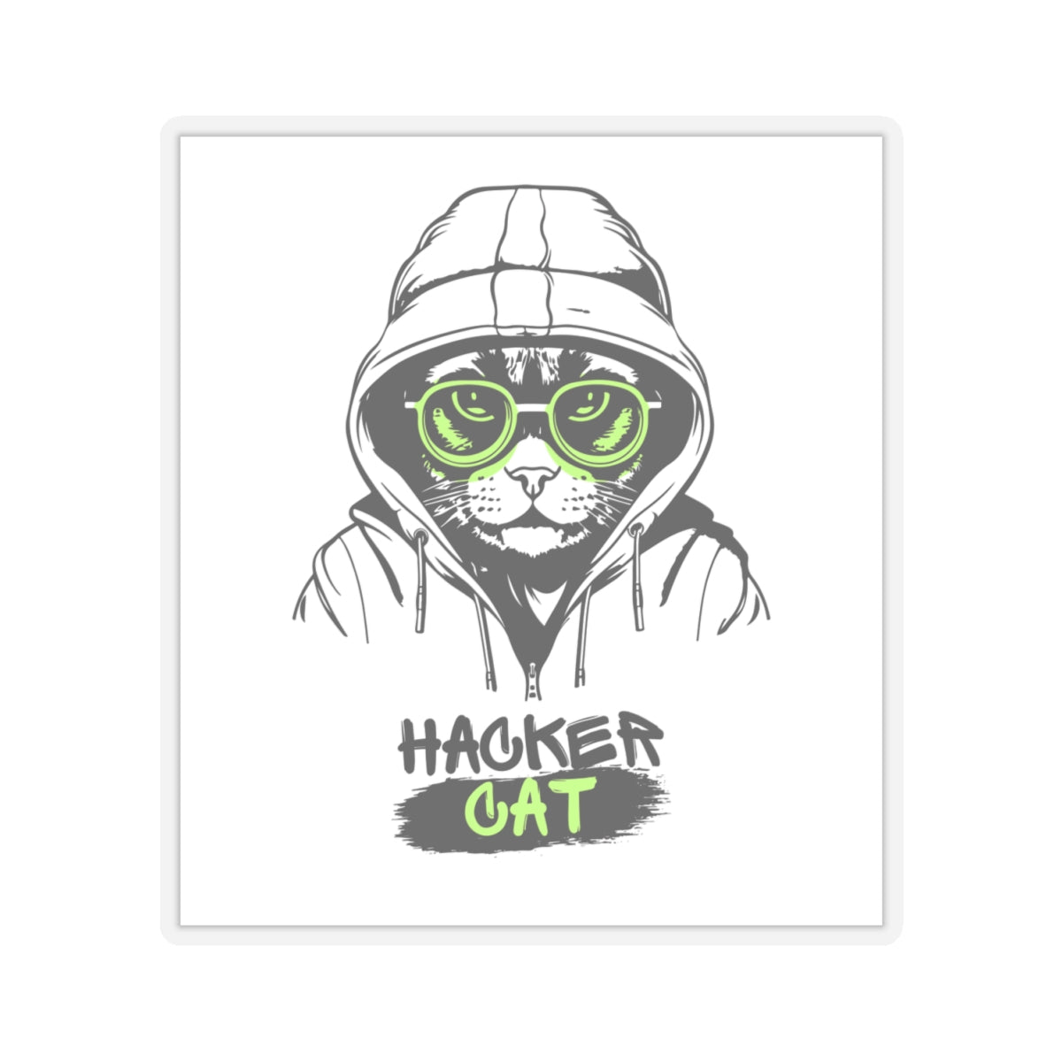 Hacker Cat Kiss-Cut Stickers | Cool Cat Art for Tech Lovers