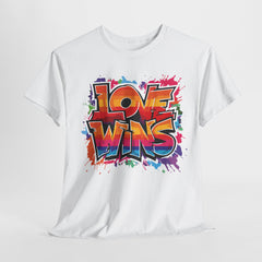 Love Wins Unisex Heavy Cotton Tee - Colorful Graphic Tee for Pride and Self-Expression