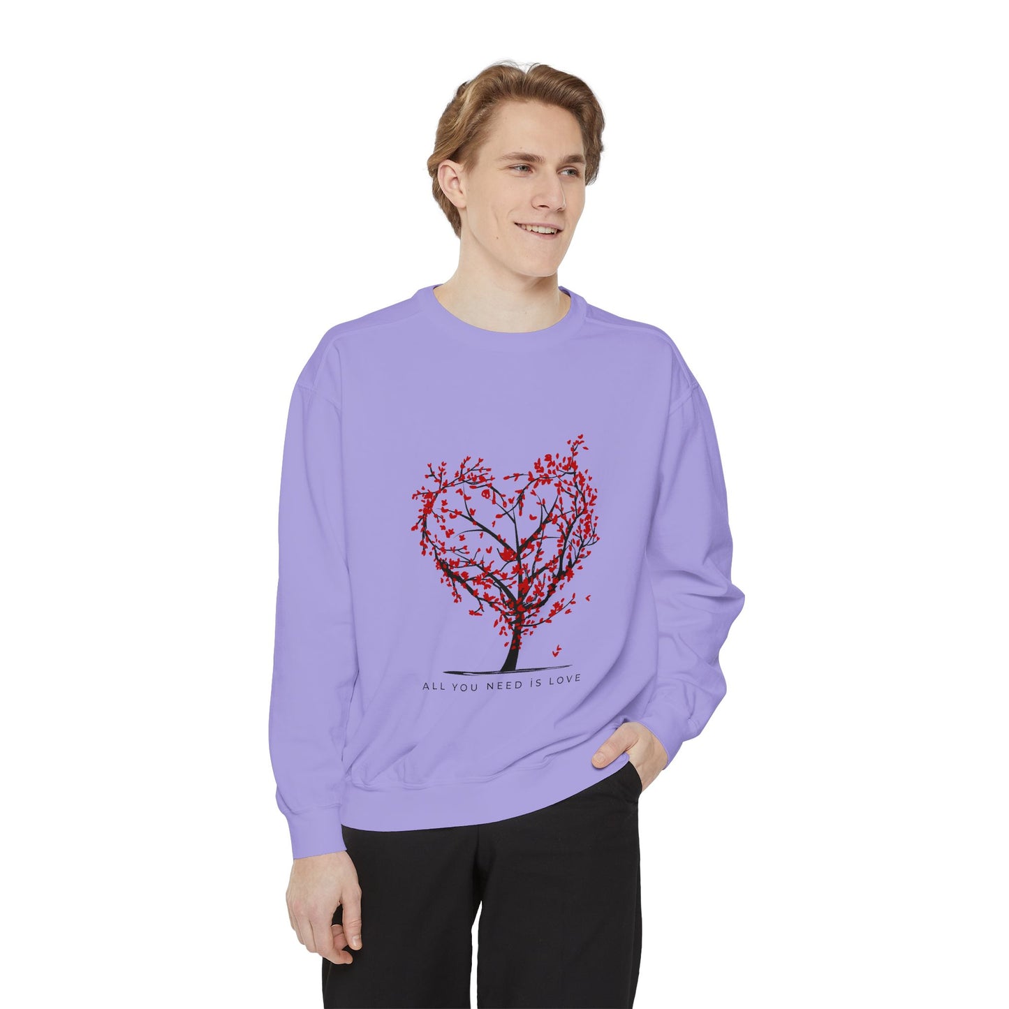 Heartfelt Love Sweatshirt - Unisex Garment-Dyed Sweatshirt for Comfort and Connection