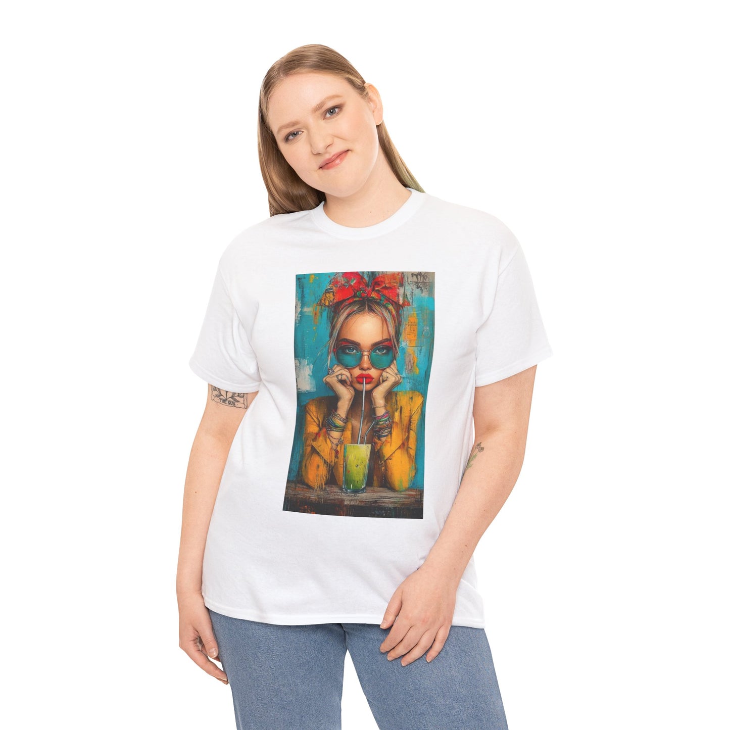 Chic Summer Vibes Unisex Heavy Cotton Tee with Colorful Art