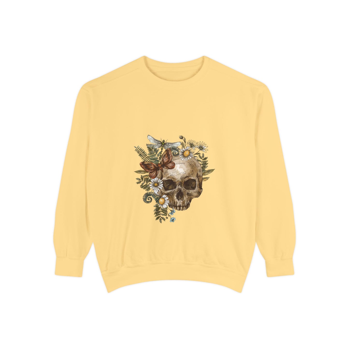 Boho Skull Floral Unisex Sweatshirt - Garden-Inspired Cozy Crew