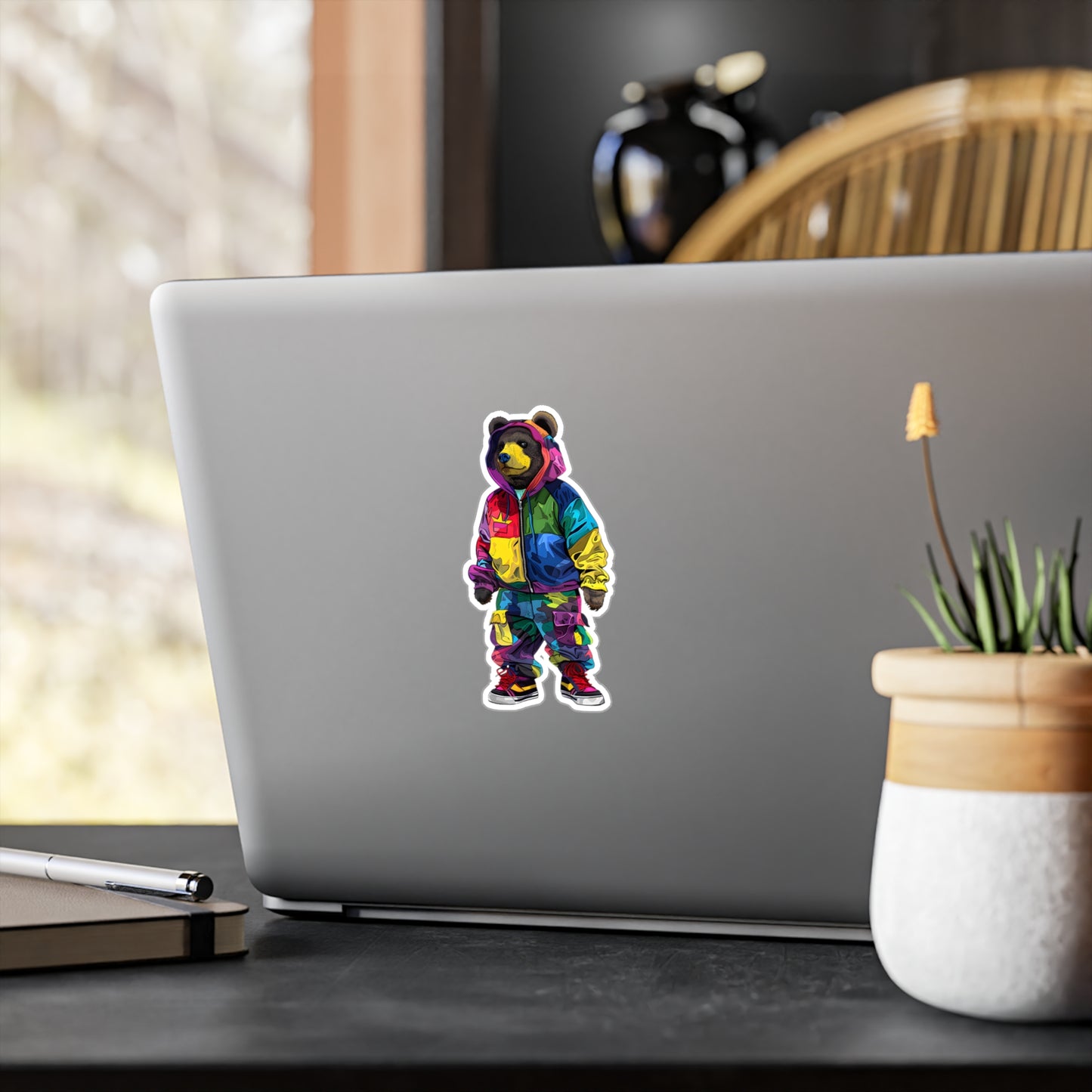 Colorful Bear Streetwear Vinyl Decal | Trendy Sticker for Laptops & Water Bottles