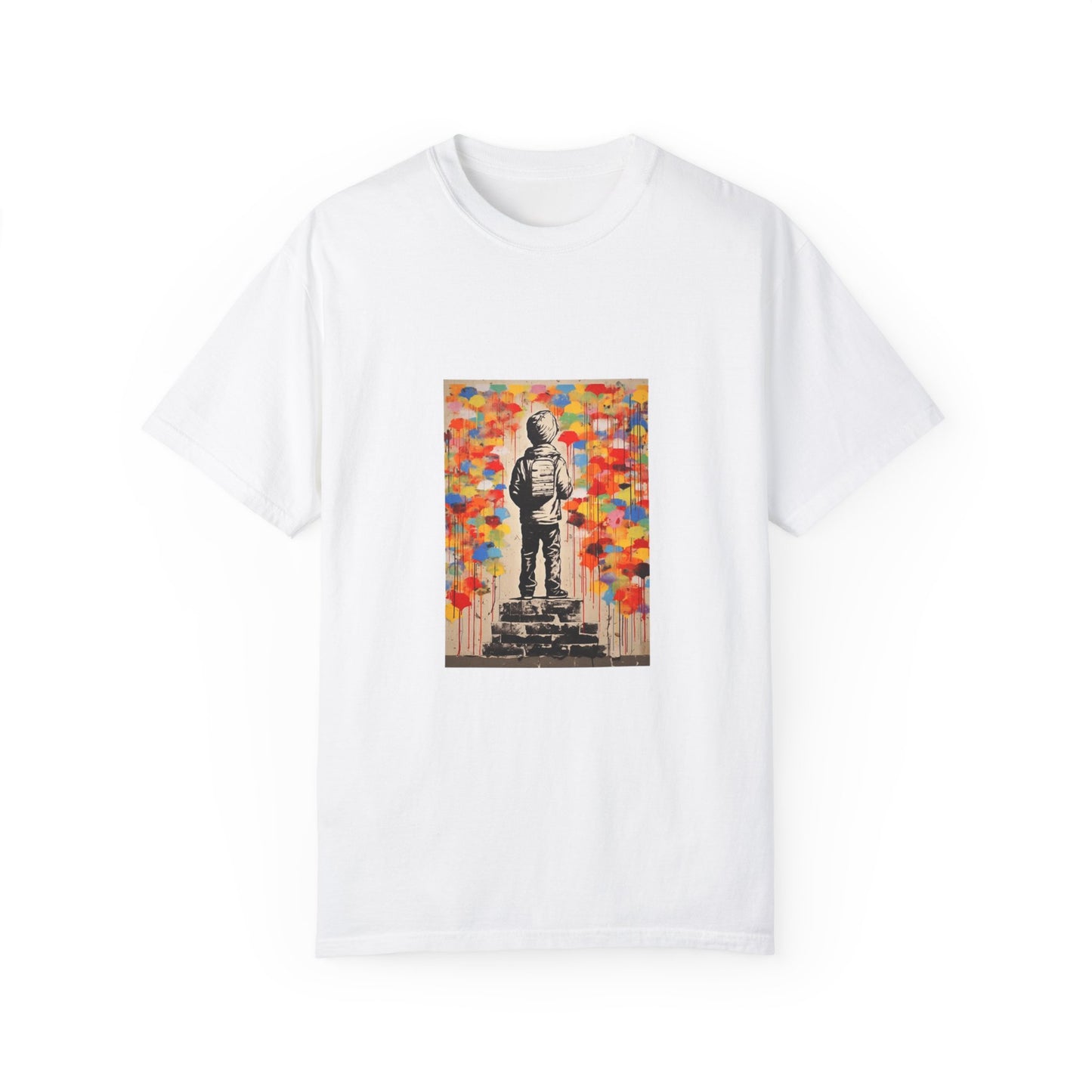 Garment-Dyed Unisex T-Shirt with Colorful Street Art Print