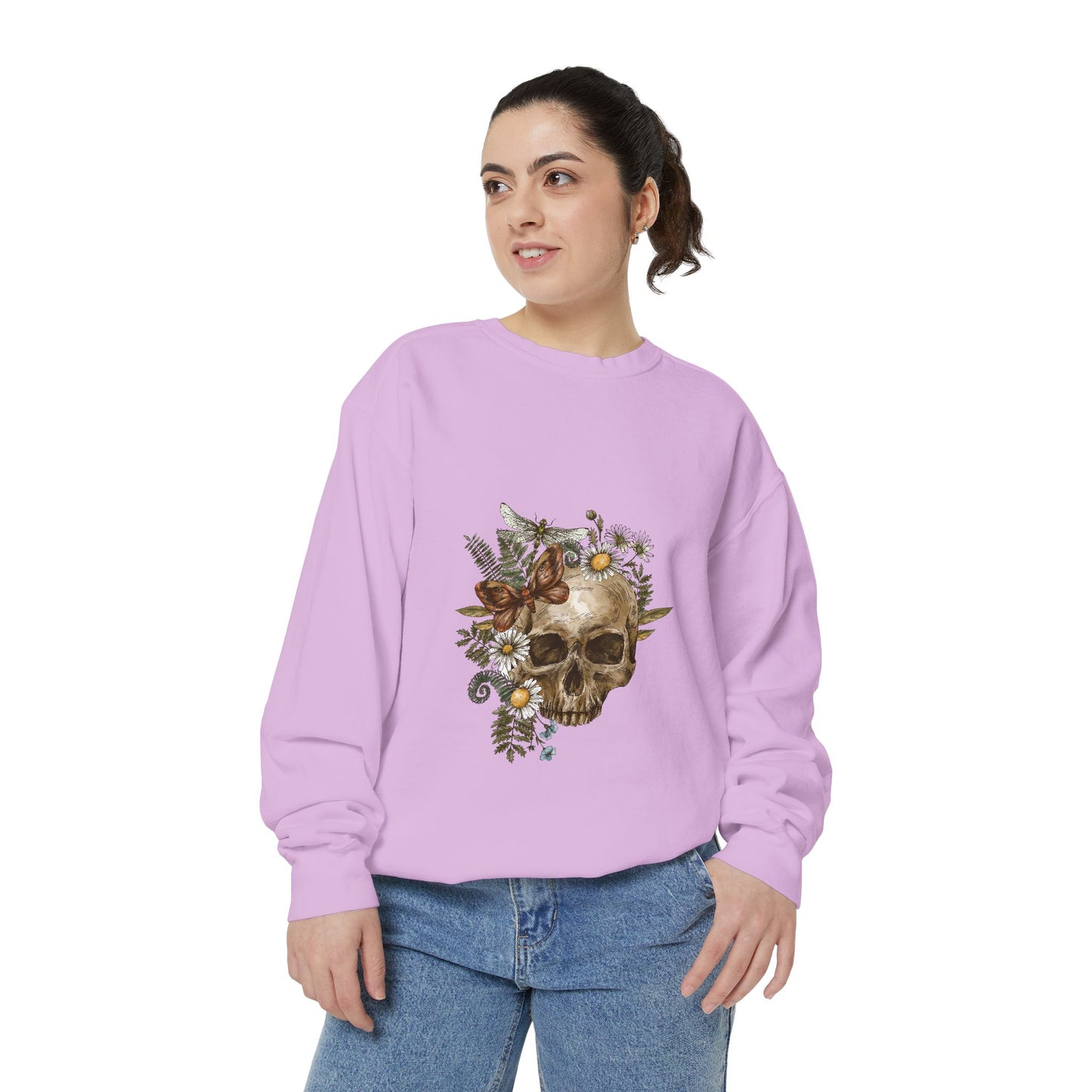 Boho Skull Floral Unisex Sweatshirt - Garden-Inspired Cozy Crew