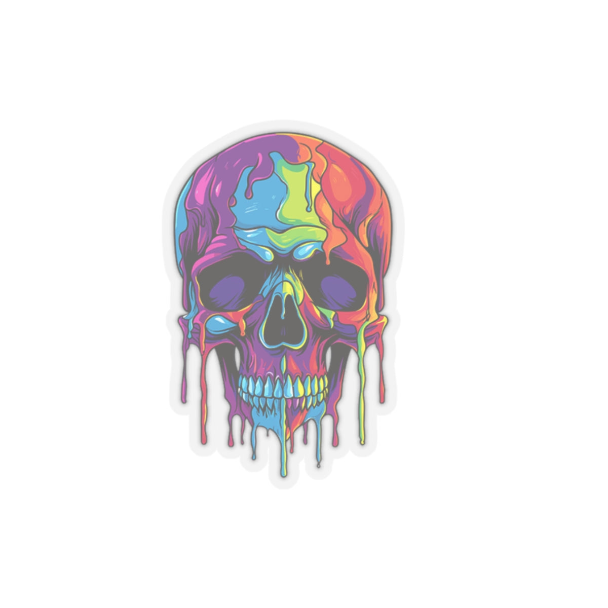 Vibrant Skull Kiss-Cut Stickers - Colorful Dripping Design