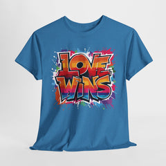 Love Wins Unisex Heavy Cotton Tee - Colorful Graphic Tee for Pride and Self-Expression