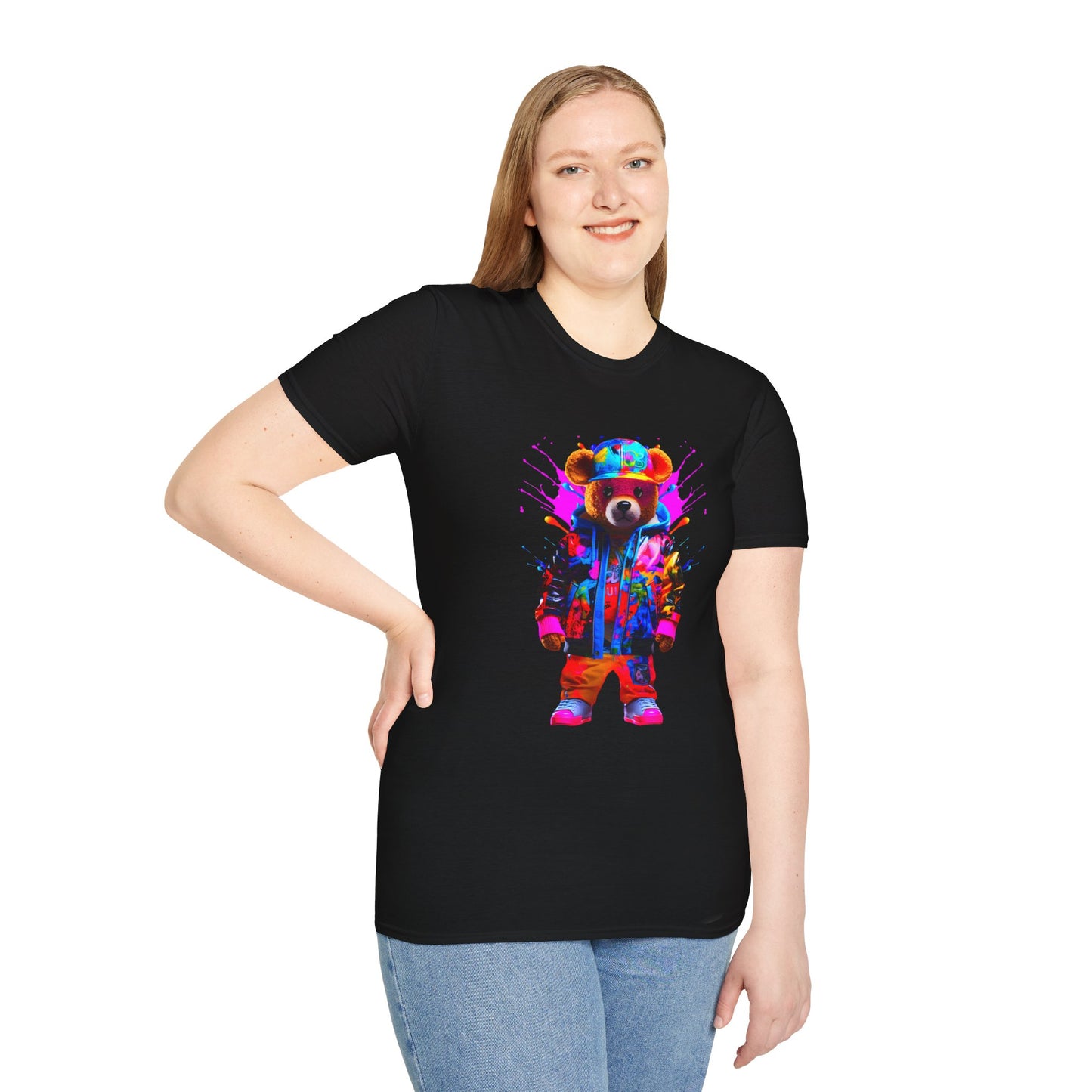 Vibrant Bear Graphic Unisex Softstyle T-Shirt - Perfect for Casual Wear and Gifts