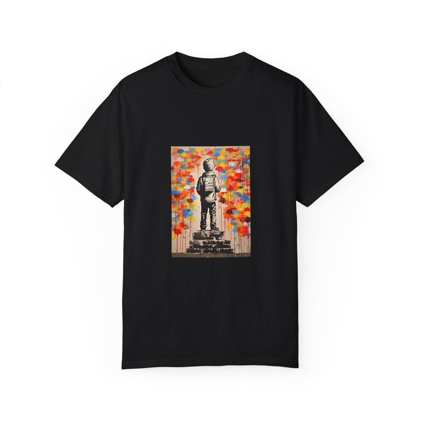 Garment-Dyed Unisex T-Shirt with Colorful Street Art Print