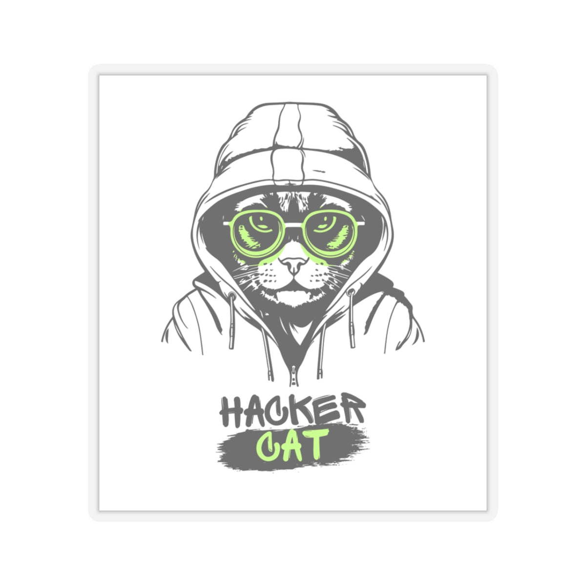 Hacker Cat Kiss-Cut Stickers | Cool Cat Art for Tech Lovers