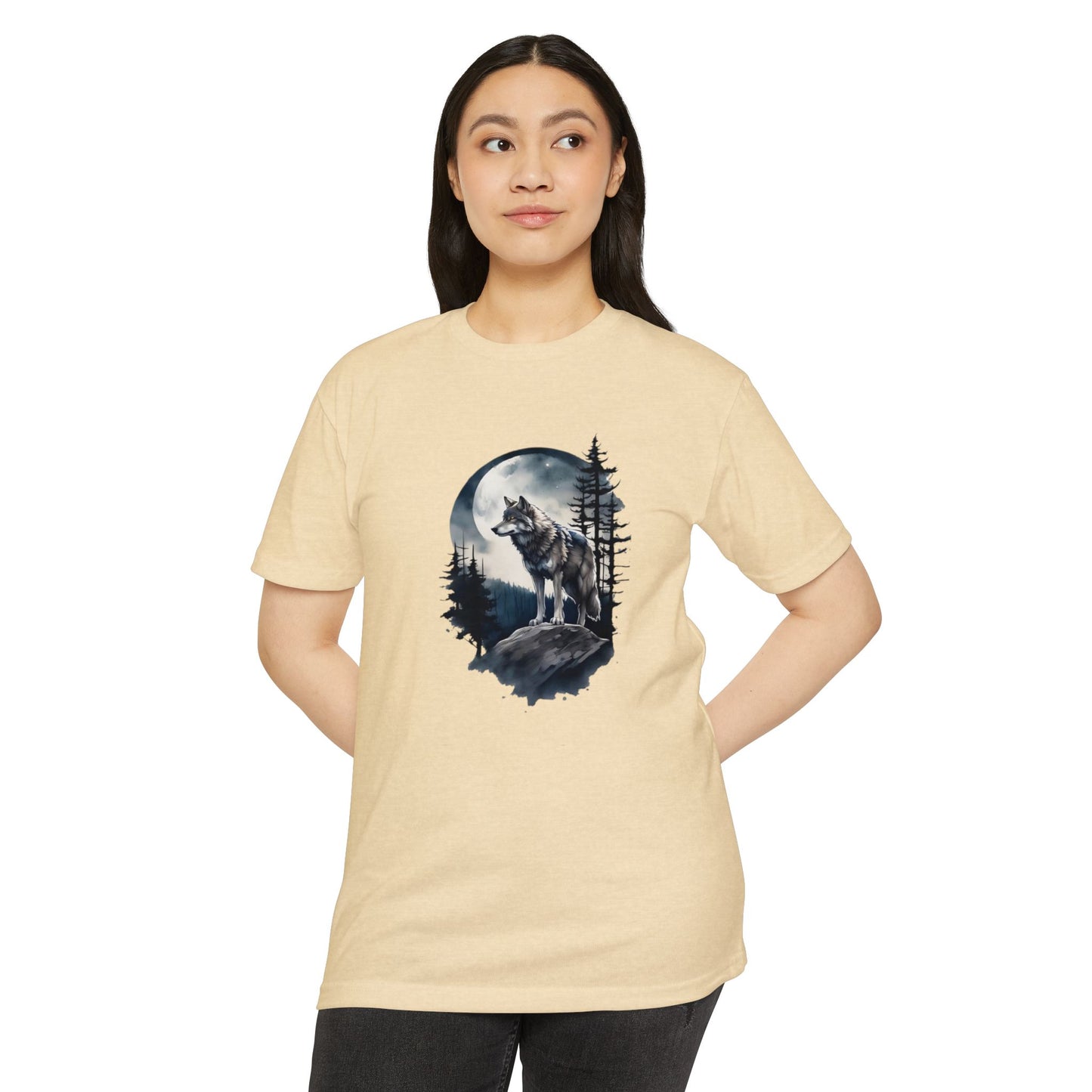 Wolf Howling Moon Unisex T-Shirt - Nature-Inspired Graphic Tee