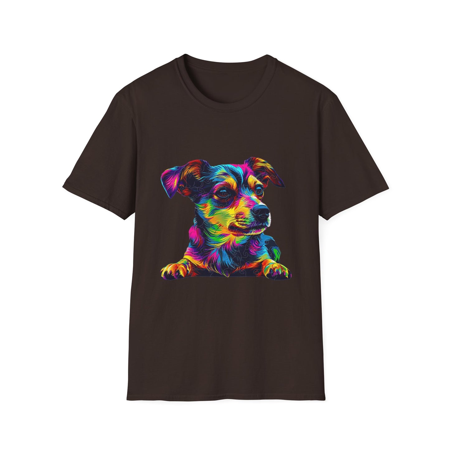 Colorful Dog Art Unisex Softstyle T-Shirt - Perfect Gift for Pet Lovers