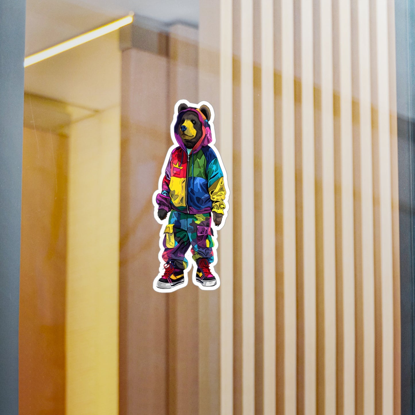 Colorful Bear Streetwear Vinyl Decal | Trendy Sticker for Laptops & Water Bottles