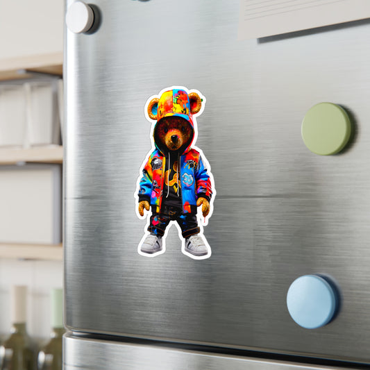 Colorful Bear Streetwear Kiss-Cut Vinyl Decal - Trendy Stickers for Personalization