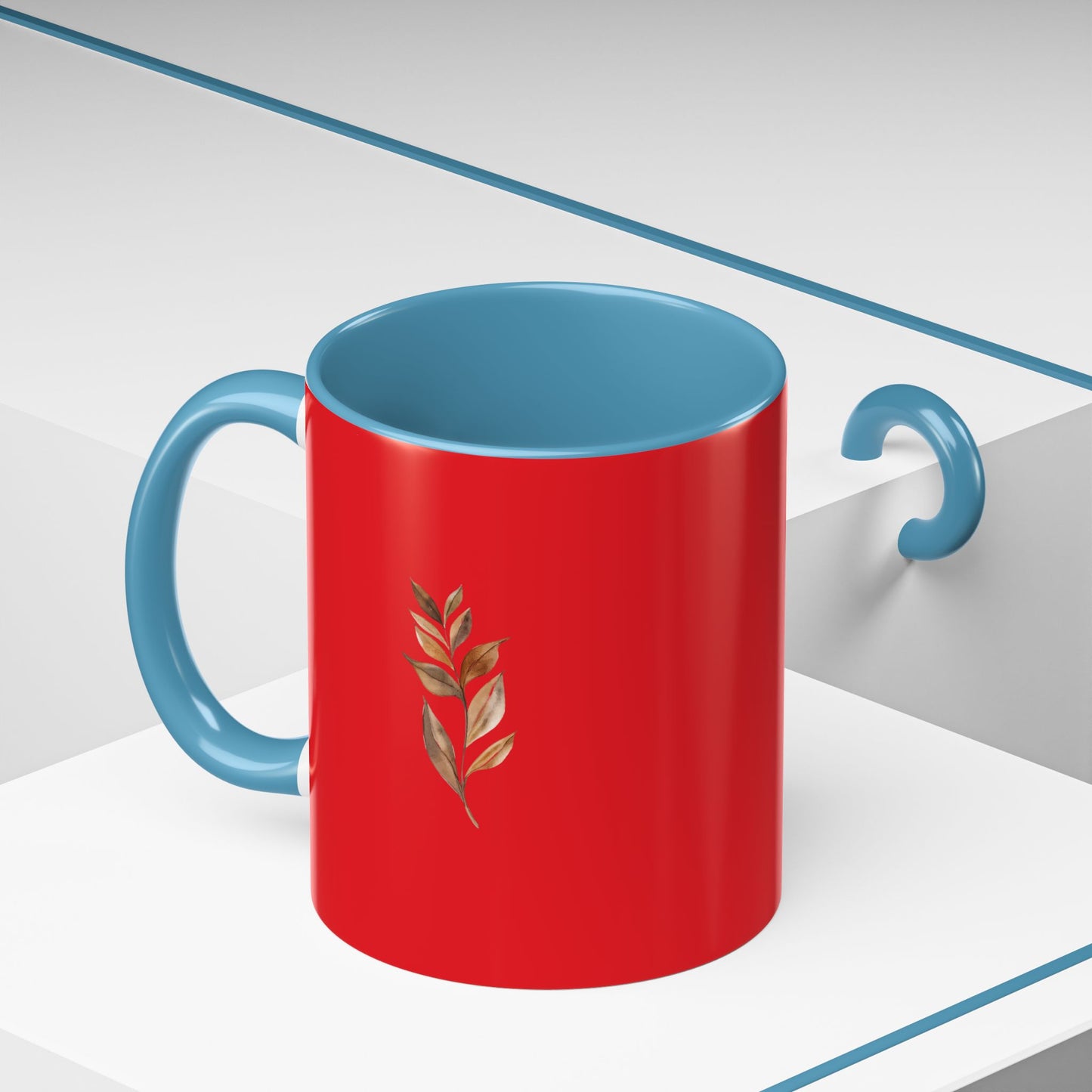 Vibrant Accent Coffee Mug with Leaf Design – Perfect for Home and Office