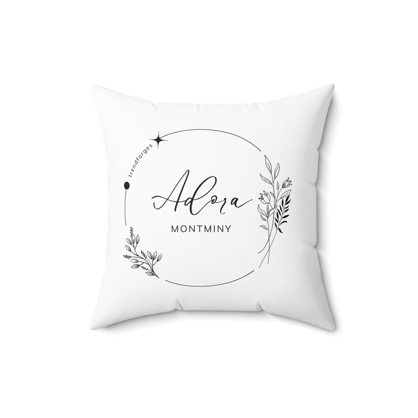 Personalized Floral Design Square Pillow - Custom Name Throw Pillow