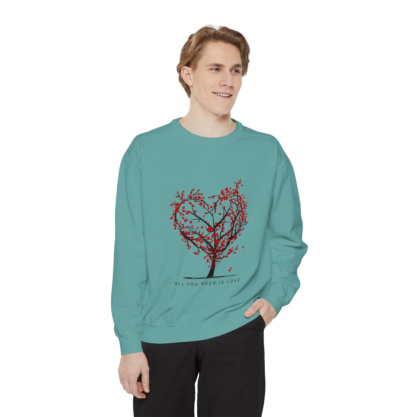 Heartfelt Love Sweatshirt - Unisex Garment-Dyed Sweatshirt for Comfort and Connection