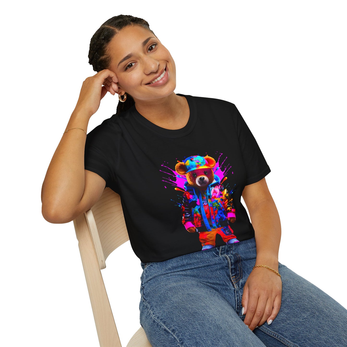 Vibrant Bear Graphic Unisex Softstyle T-Shirt - Perfect for Casual Wear and Gifts