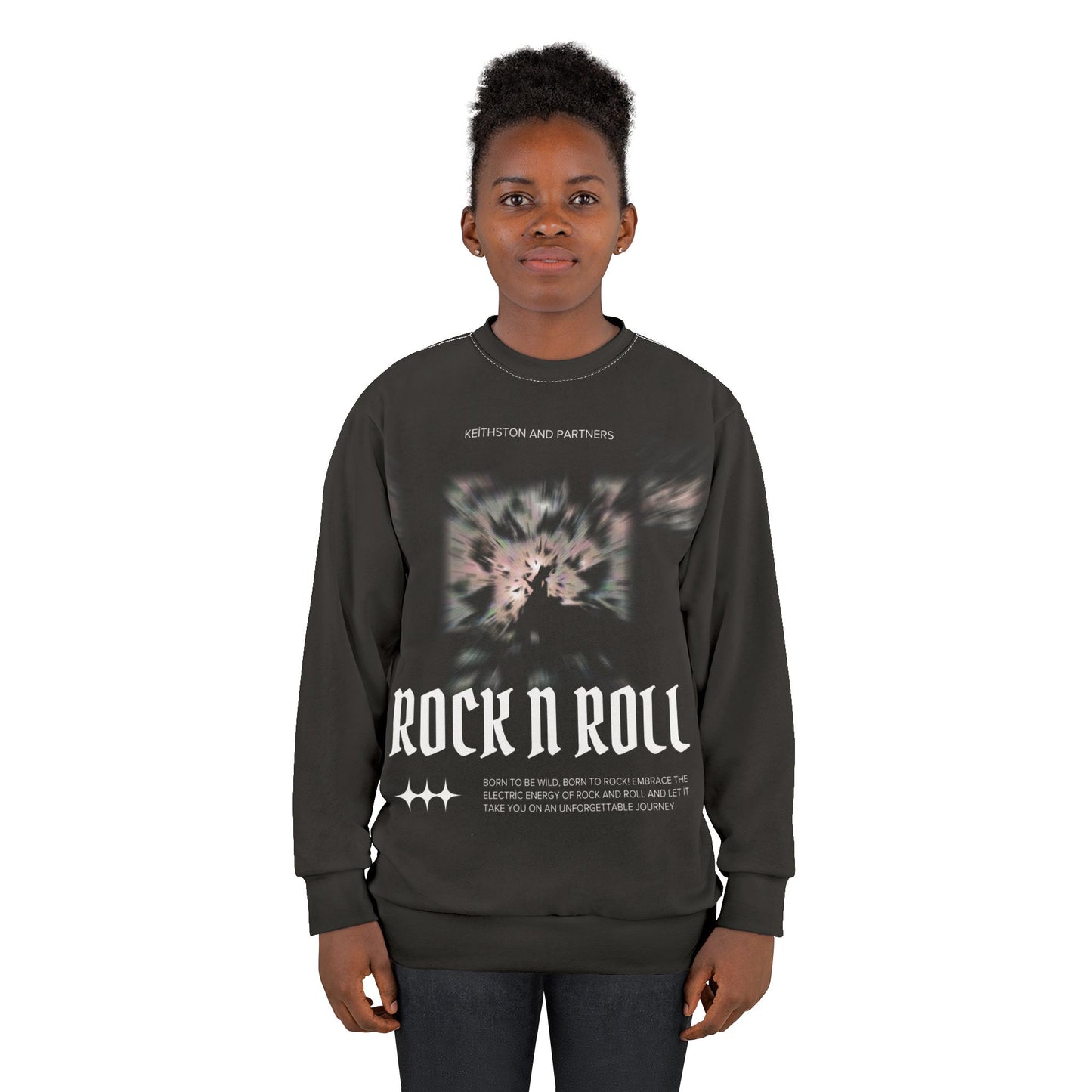 Rock n Roll Unisex Sweatshirt - Music-Inspired Graphic Crewneck for Casual Wear