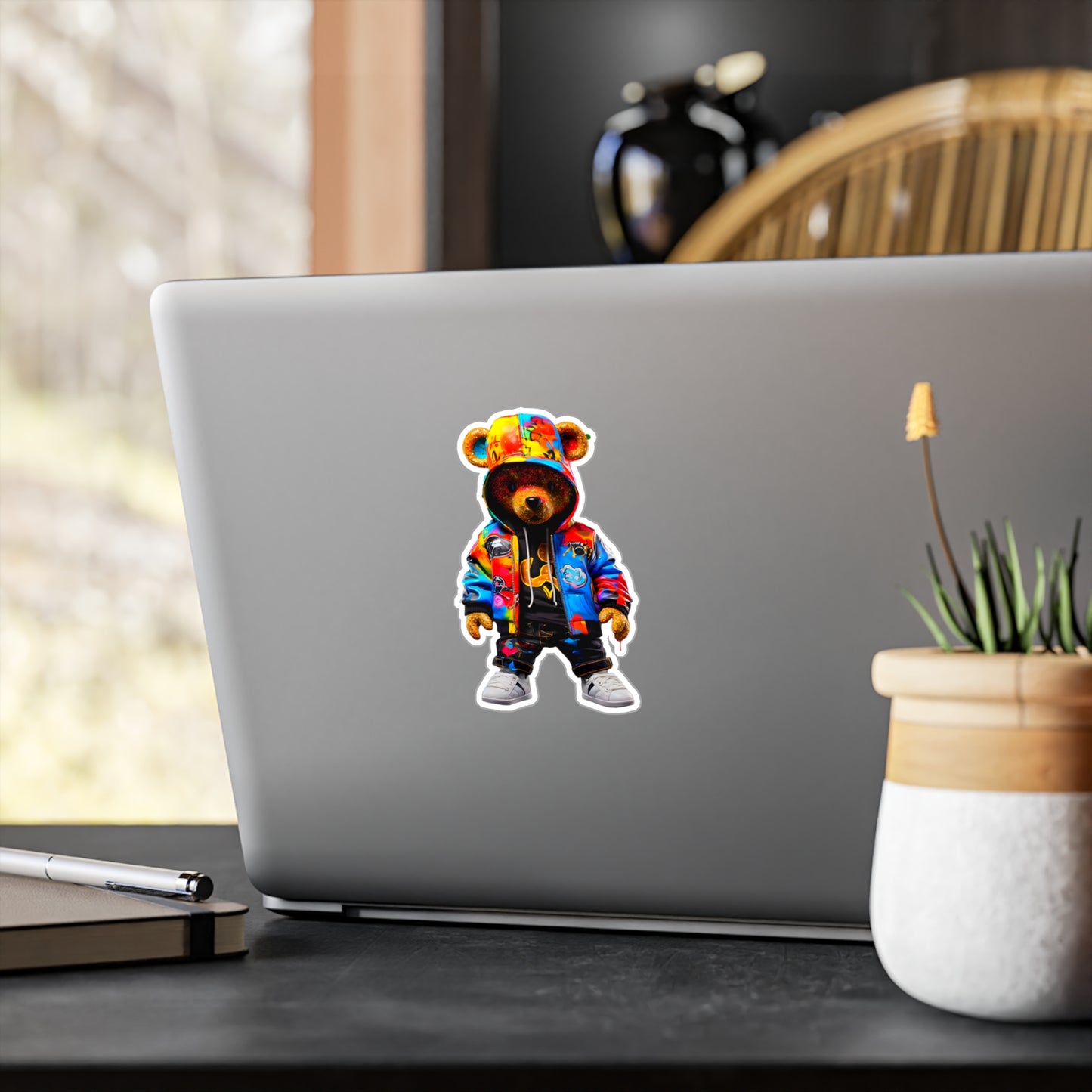 Colorful Bear Streetwear Kiss-Cut Vinyl Decal - Trendy Stickers for Personalization