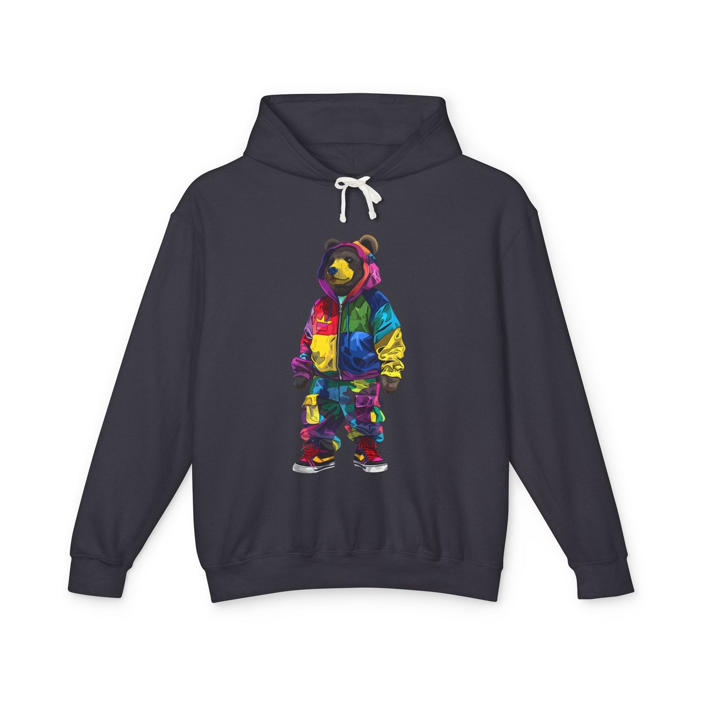 Colorful Bear Graphic Unisex Lightweight Hooded Sweatshirt