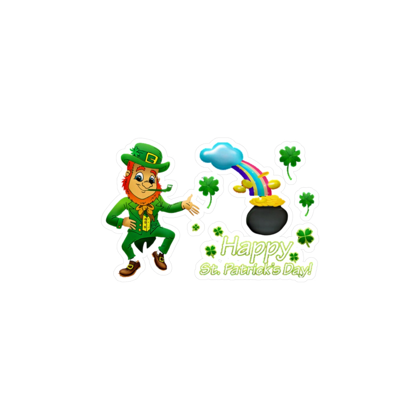 St. Patrick's Day Kiss-Cut Vinyl Decal - Cheerful Leprechaun Design