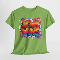 Love Wins Unisex Heavy Cotton Tee - Colorful Graphic Tee for Pride and Self-Expression
