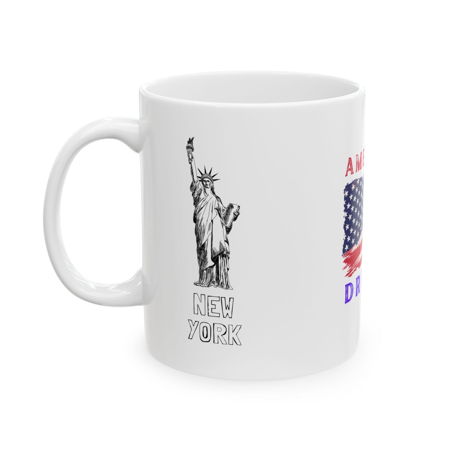 American Dreams Ceramic Mug - Patriotic Coffee Cup for Independence Day & Everyday Use