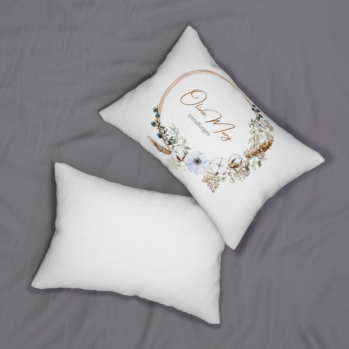 Personalized Floral Lumbar Pillow - Home Décor Accent