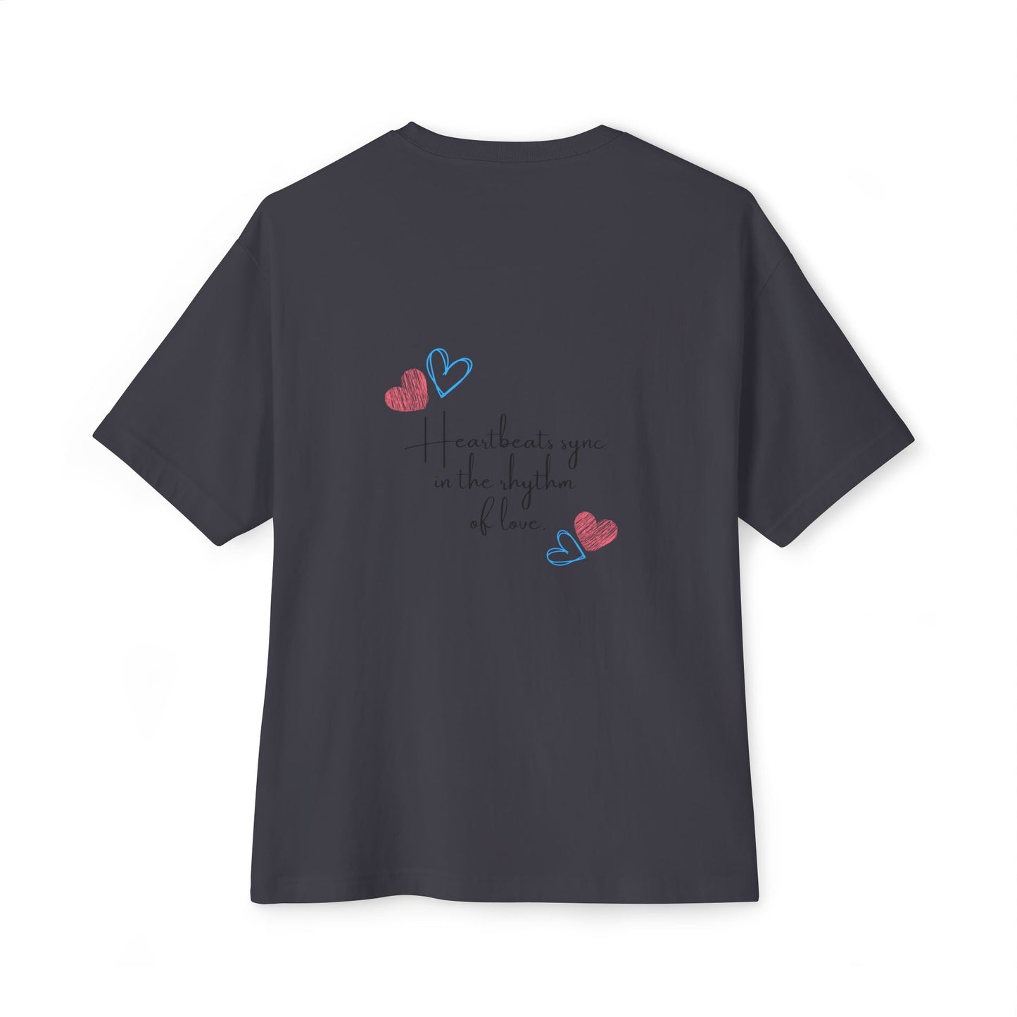 Romantic Unisex Oversized Boxy Tee - "All You Need Is Love" & Heartbeat Design