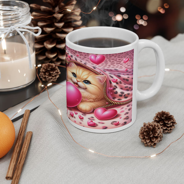 Cute Cat Love Mug - Adorable Kittens with Heart Design for Cat Lovers