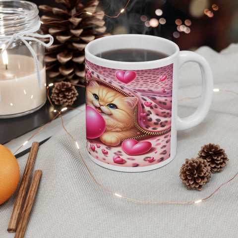 Cute Cat Love Mug - Adorable Kittens with Heart Design for Cat Lovers