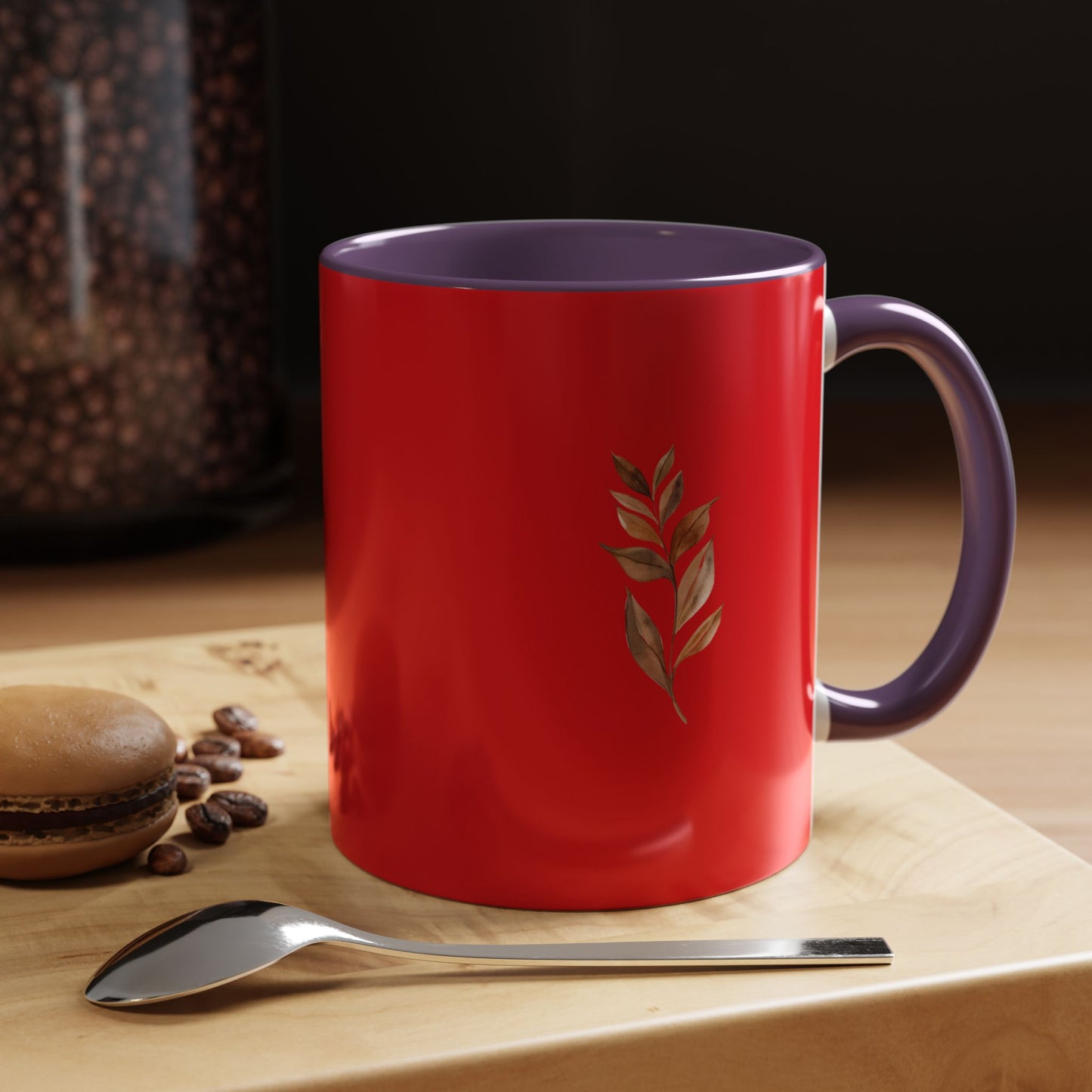 Vibrant Accent Coffee Mug with Leaf Design – Perfect for Home and Office