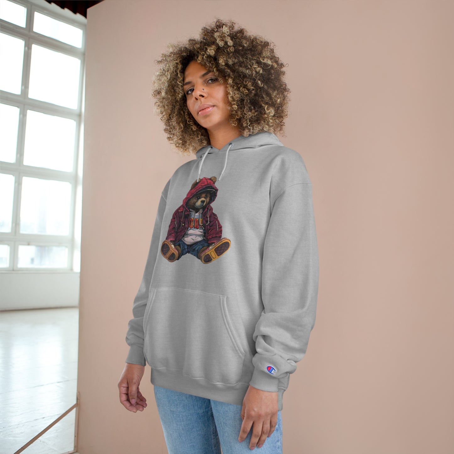 Cute Bear Champion Hoodie - Cozy Streetwear for Animal Lovers