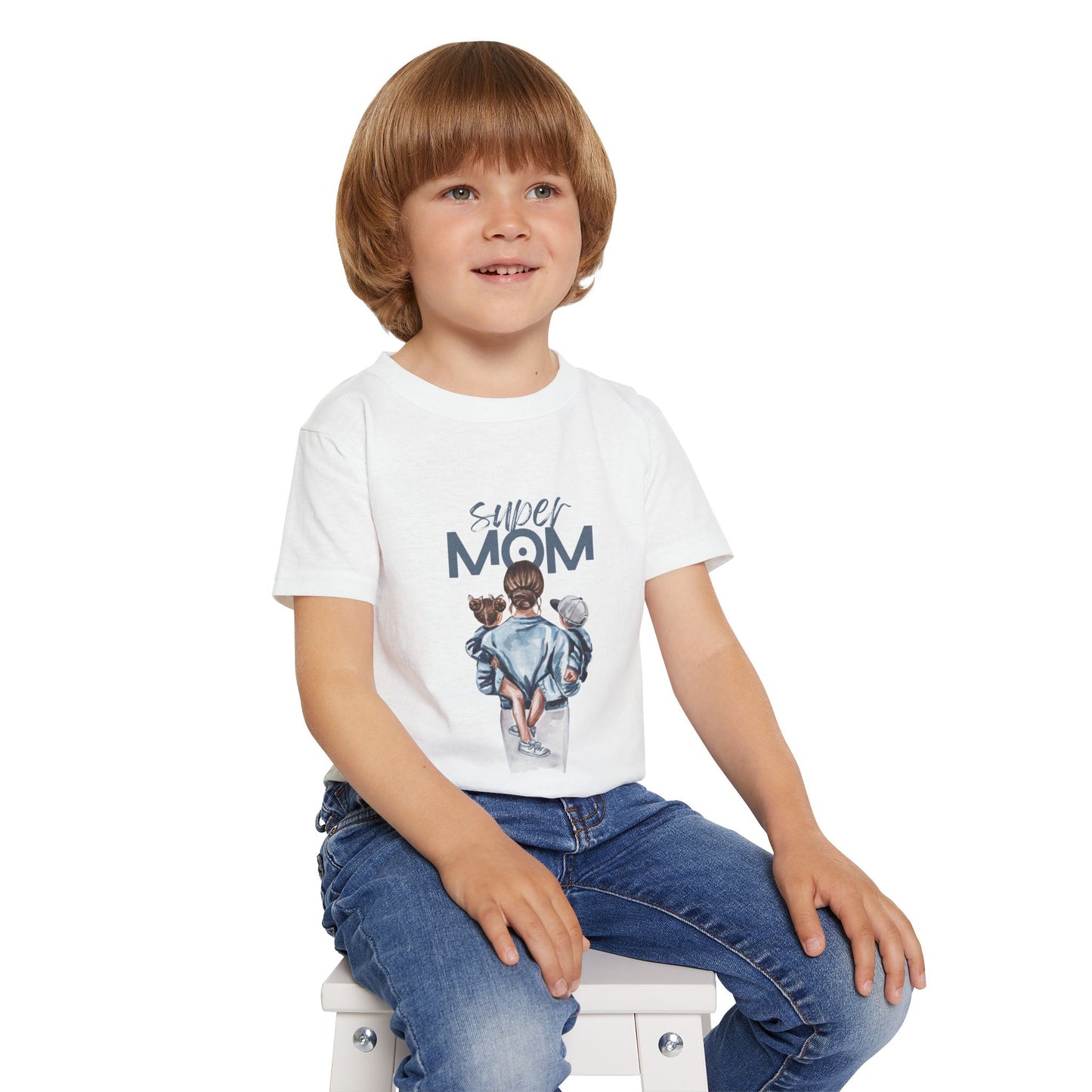 Super Mom Toddler T-Shirt - Cute & Comfy Heavy Cotton Tee for Little Ones