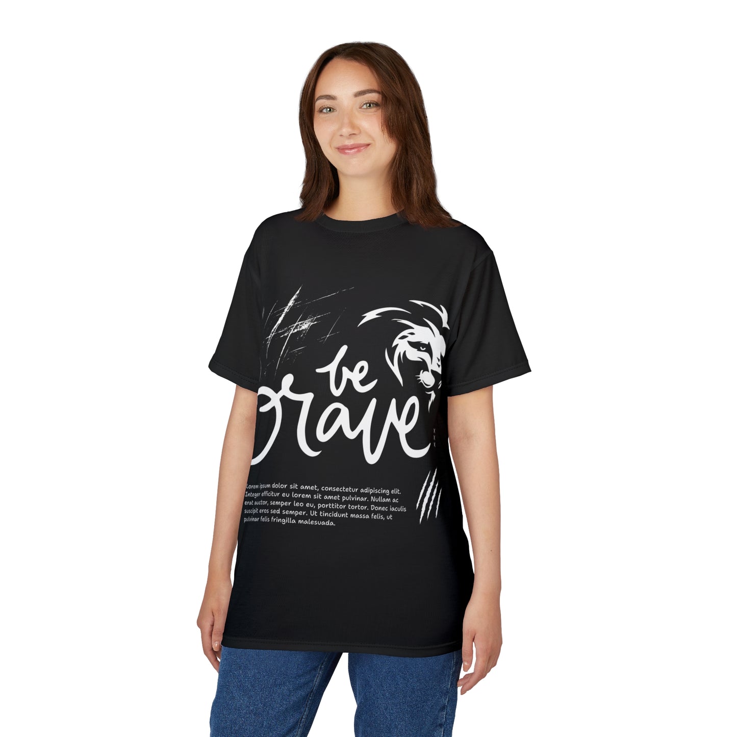 Inspirational Lion Graphic Unisex Tee - 'Be Brave'