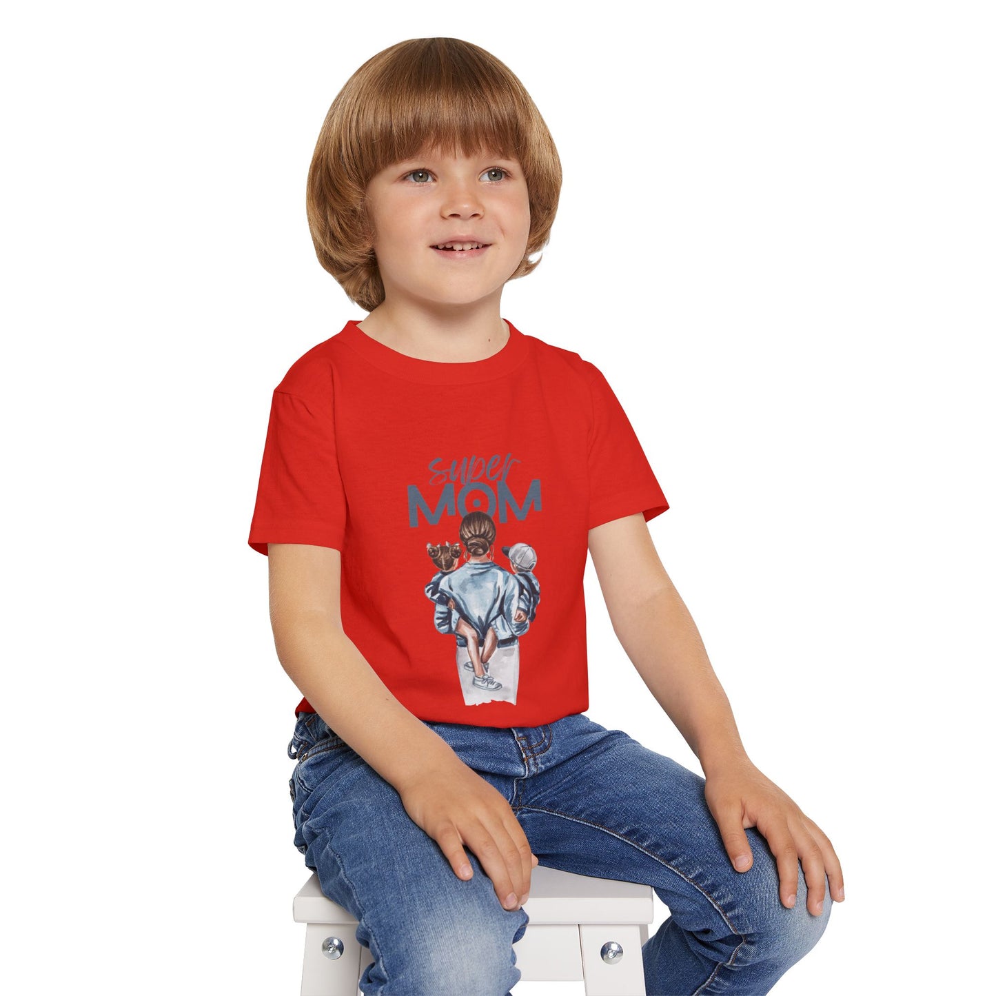 Super Mom Toddler T-Shirt - Cute & Comfy Heavy Cotton Tee for Little Ones