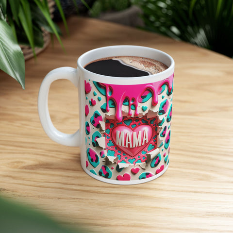 Colorful Heart Leopard Print Ceramic Mug - Perfect Gift for Mom