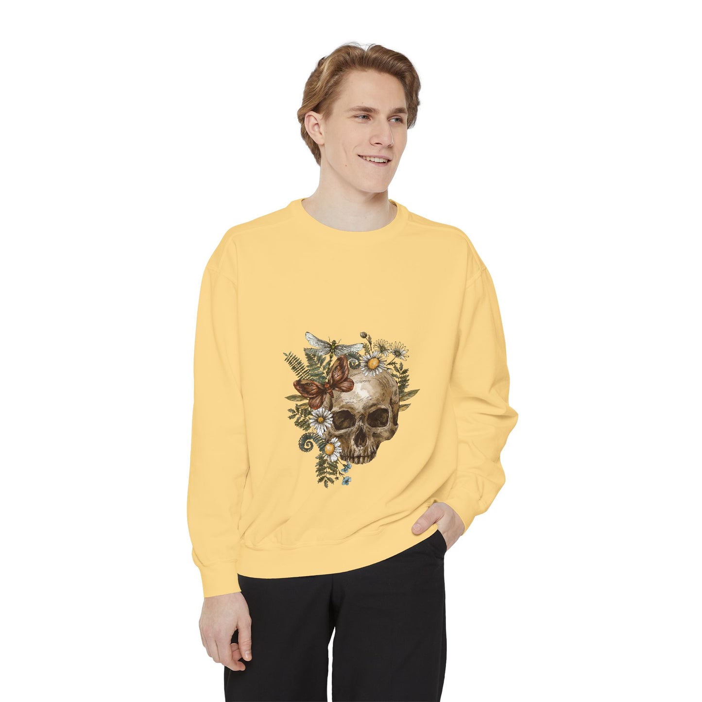 Boho Skull Floral Unisex Sweatshirt - Garden-Inspired Cozy Crew