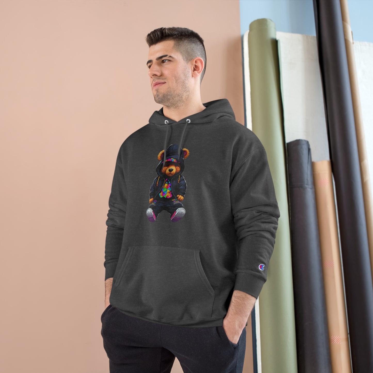 Cute Teddy Bear Champion Hoodie - Cozy Streetwear for Kids and Teens