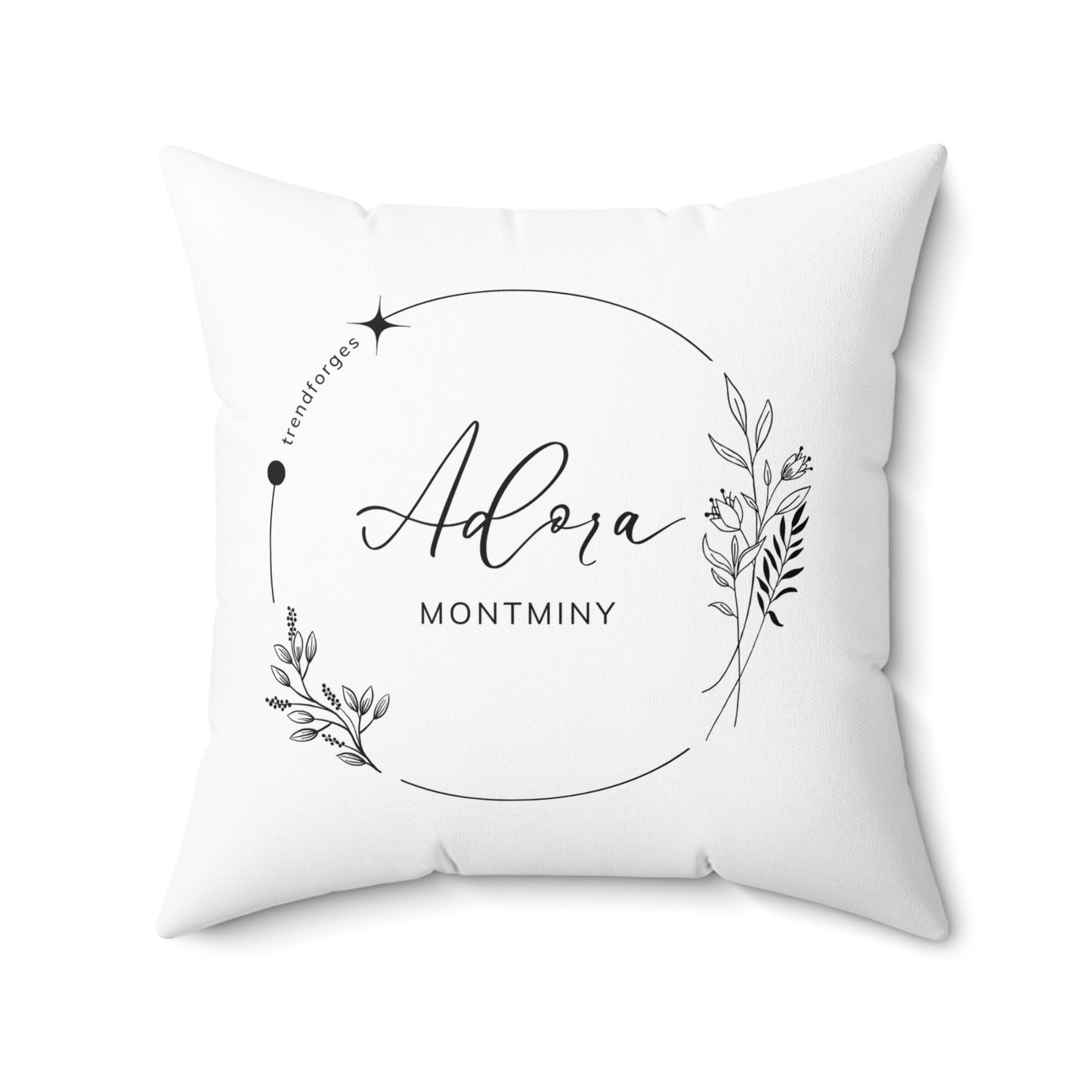 Personalized Floral Design Square Pillow - Custom Name Throw Pillow