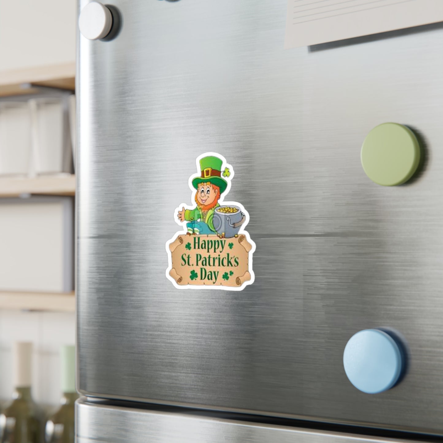 St. Patrick's Day Leprechaun Kiss-Cut Vinyl Decals - Cheerful Holiday Stickers for Home Decor